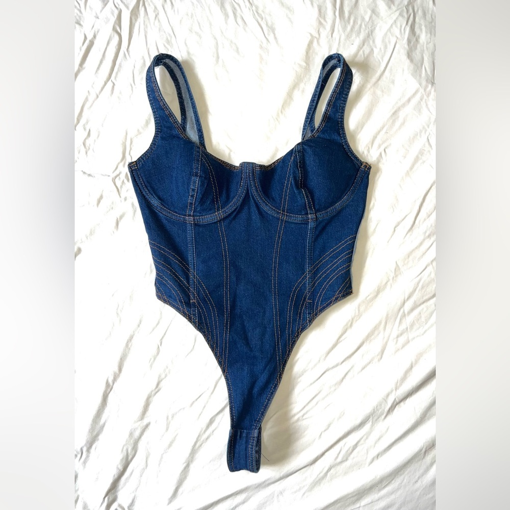 Adidas ivy park denim bodysuit NWT